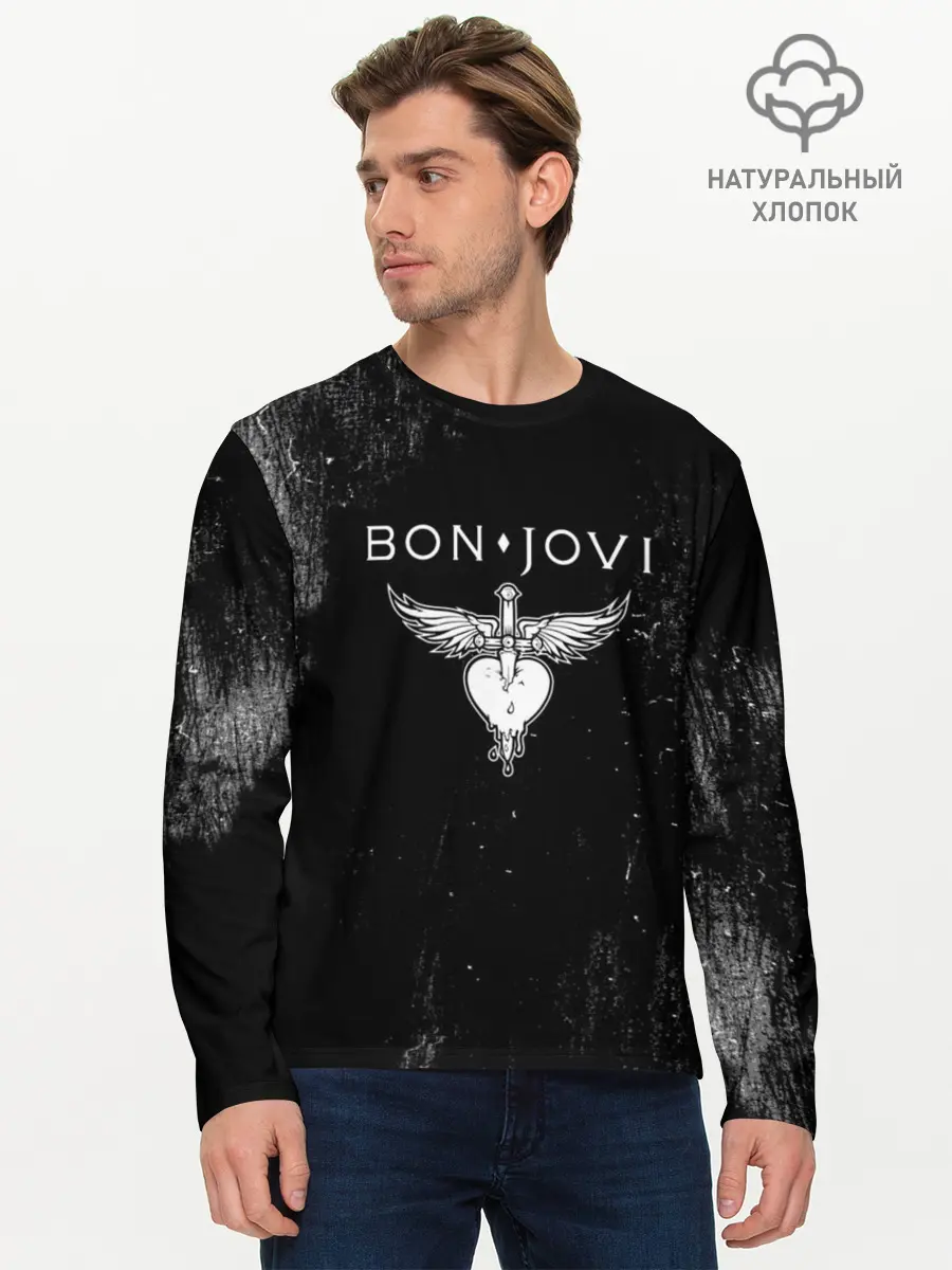 Мужской лонгслив базовый / Bon Jovi (P007_P004ooo1826007, P004ooo1826007)