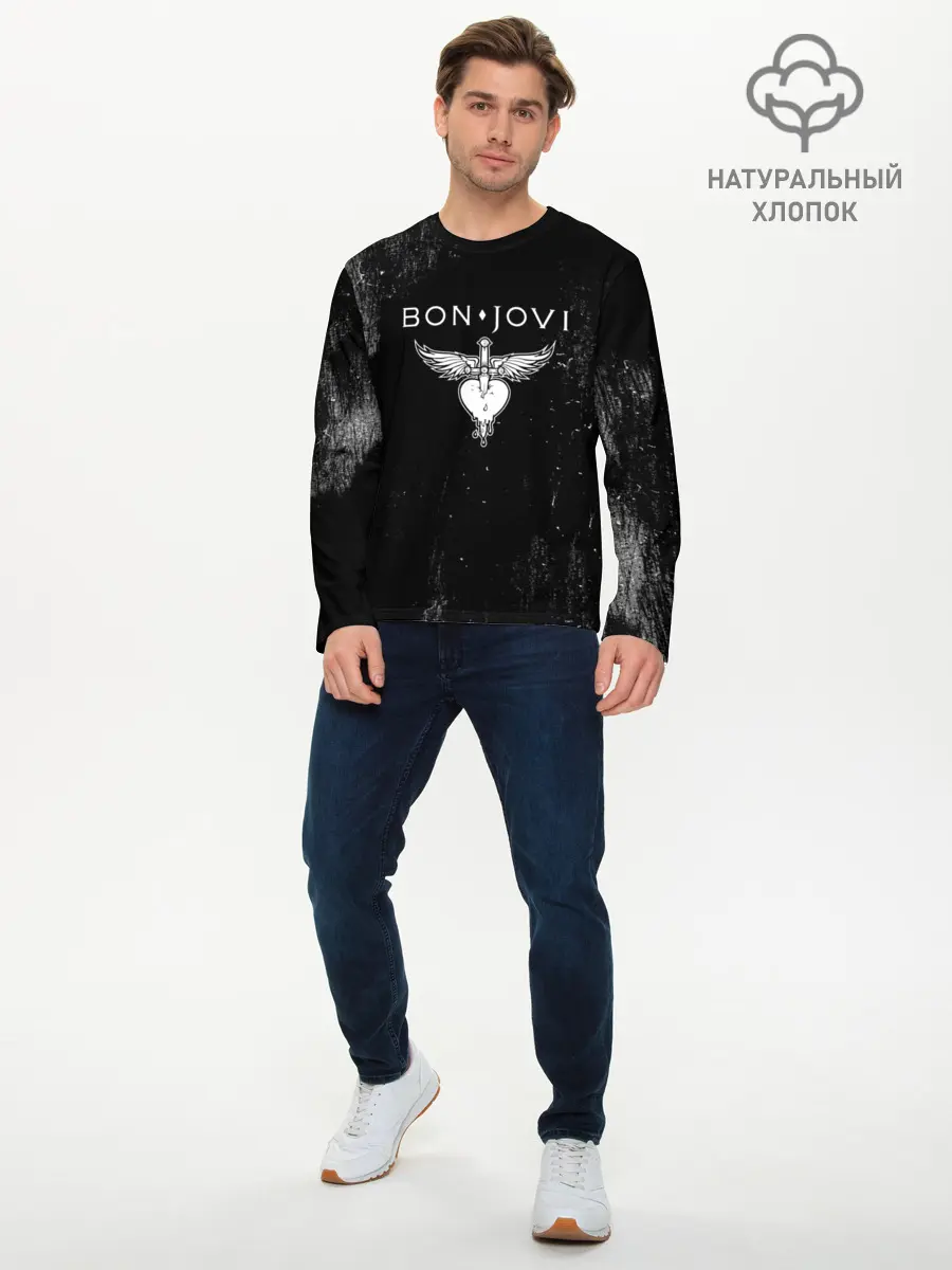 Мужской лонгслив базовый / Bon Jovi (P007_P004ooo1826007, P004ooo1826007)