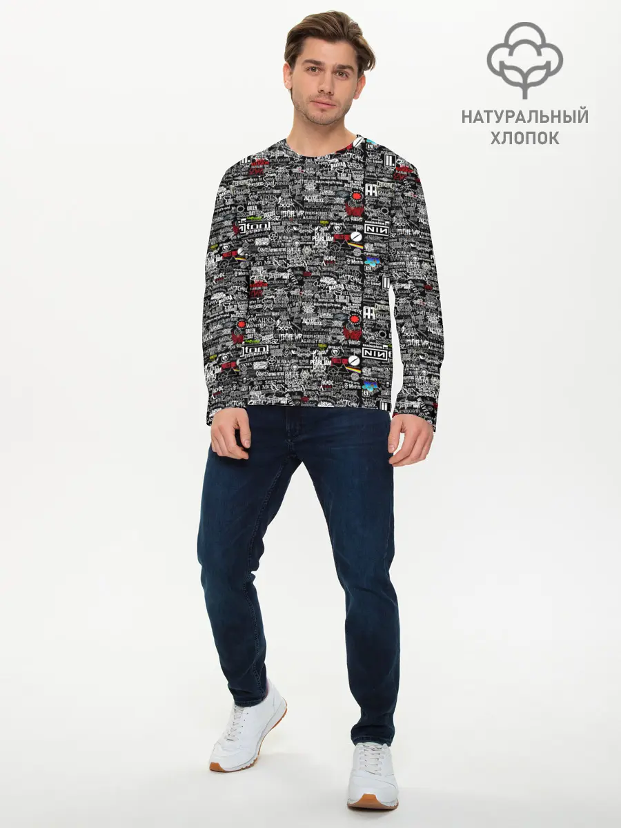 Мужской лонгслив базовый / ЛОГОТИПЫ РОК ГРУПП (P007_P004ooo1832881, P004ooo1832881)