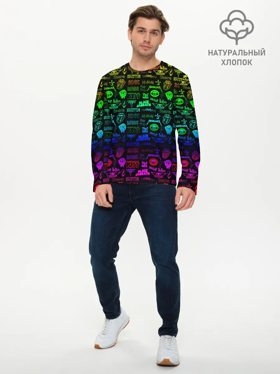 Мужской лонгслив базовый / ЛОГОТИПЫ РОК ГРУППЫ (P007_P004ooo1832867, P004ooo1832867)