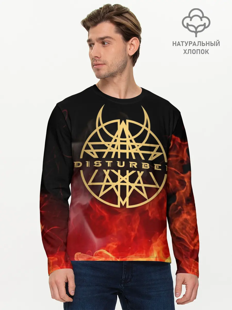 Мужской лонгслив базовый / Disturbed (P007_P004ooo1837789, P004ooo1837789)