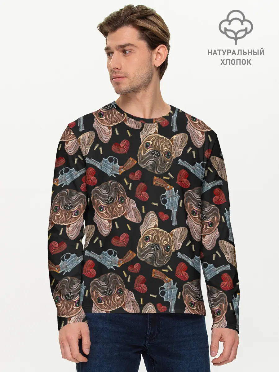Мужской лонгслив базовый / Бульдоги (P007_P004ooo1838417, P004ooo1838417)