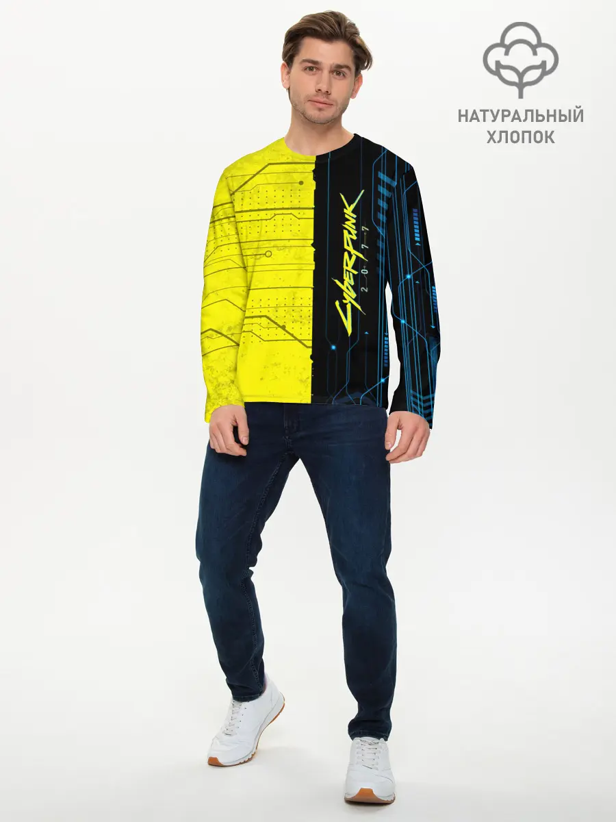 Мужской лонгслив базовый / CYBERPUNK 2077 (P007_P004ooo1840517, P004ooo1840517)