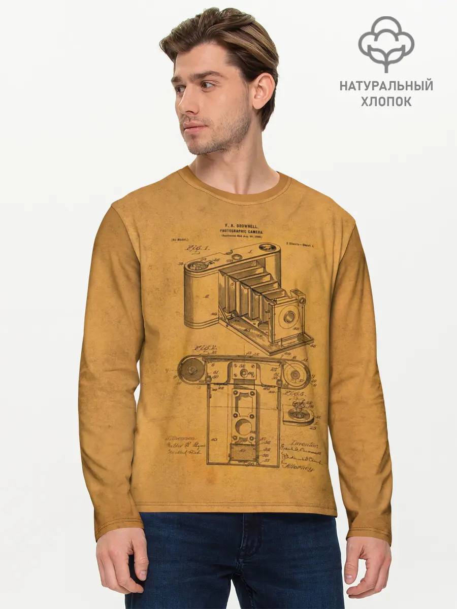 Мужской лонгслив базовый / Photographic Camera Patent (P007_P004ooo1847279, P004ooo1847279)