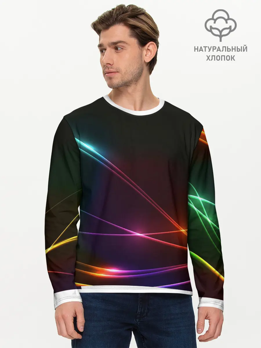 Мужской лонгслив базовый / Неоновые Линии (P007_P004ooo1850483, P004ooo1850483)
