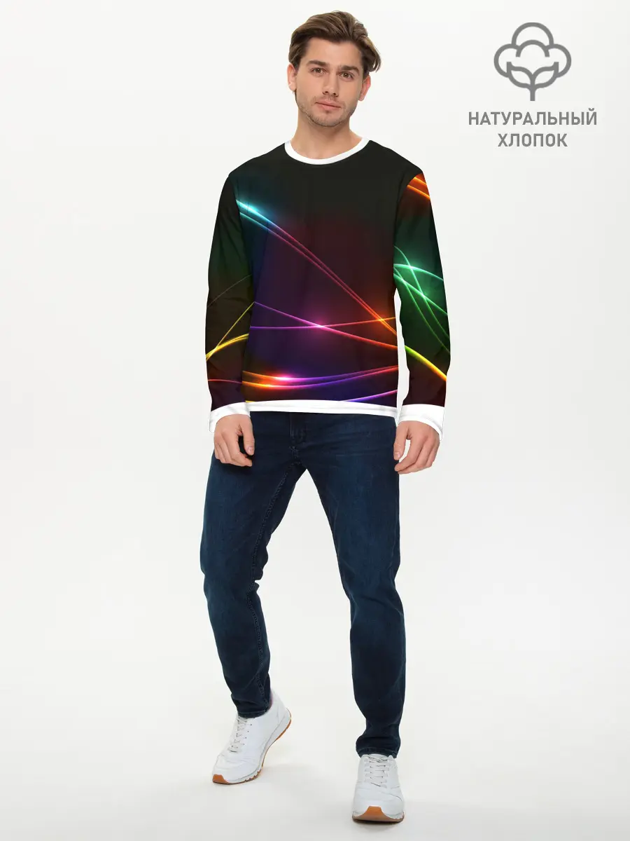 Мужской лонгслив базовый / Неоновые Линии (P007_P004ooo1850483, P004ooo1850483)