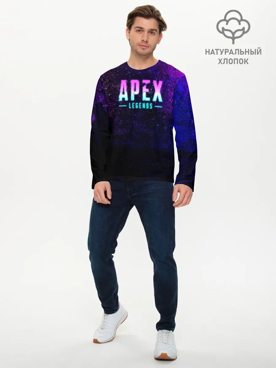 Мужской лонгслив базовый / Apex Legends. Neon logo (P007_P004ooo1851625, P004ooo1851625)