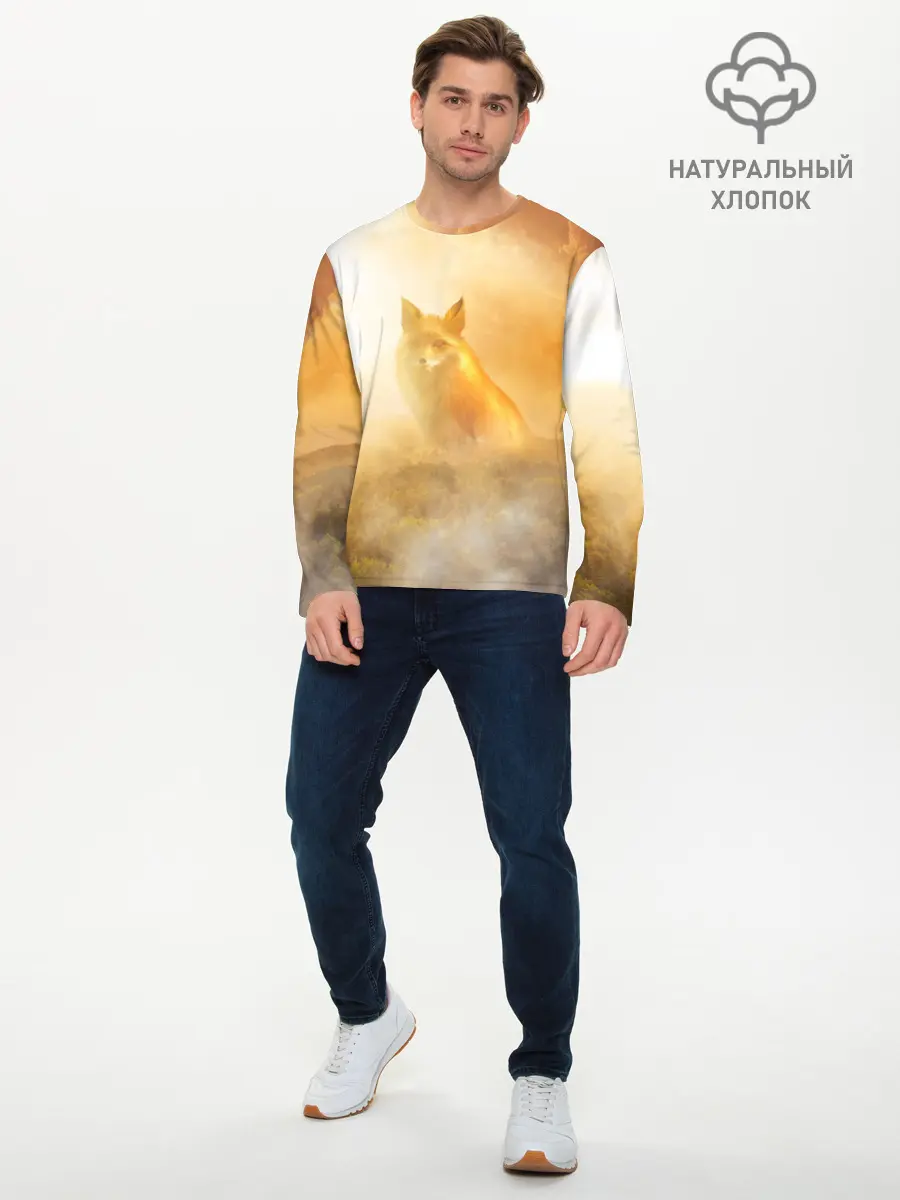 Мужской лонгслив базовый / Лисичка в тумане (P007_P004ooo1852805, P004ooo1852805)