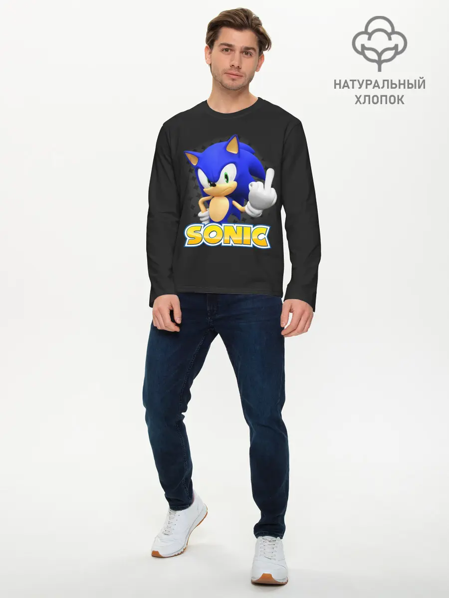 Мужской лонгслив базовый / Sonic (P007_P004ooo1865915, P004ooo1865915)