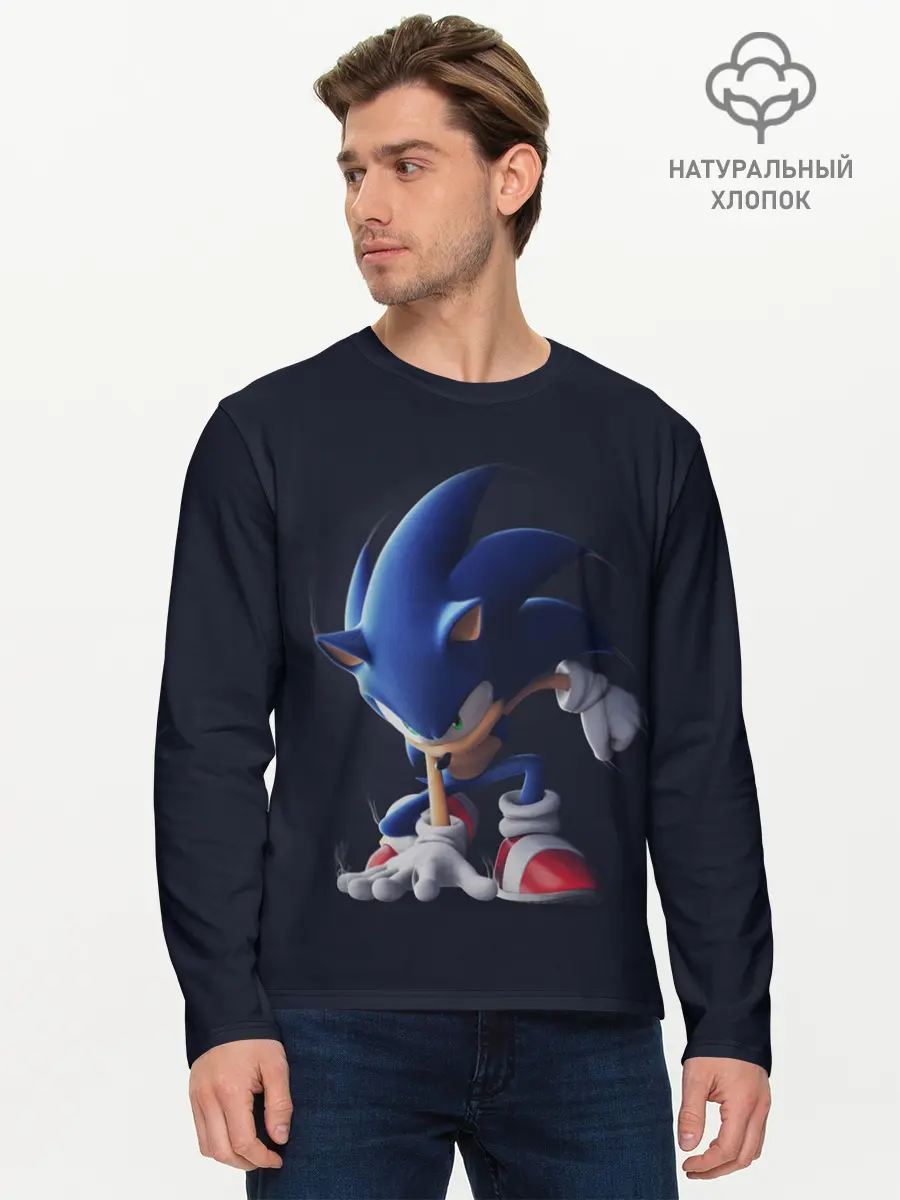 Мужской лонгслив базовый / Sonic (P007_P004ooo1865919, P004ooo1865919)