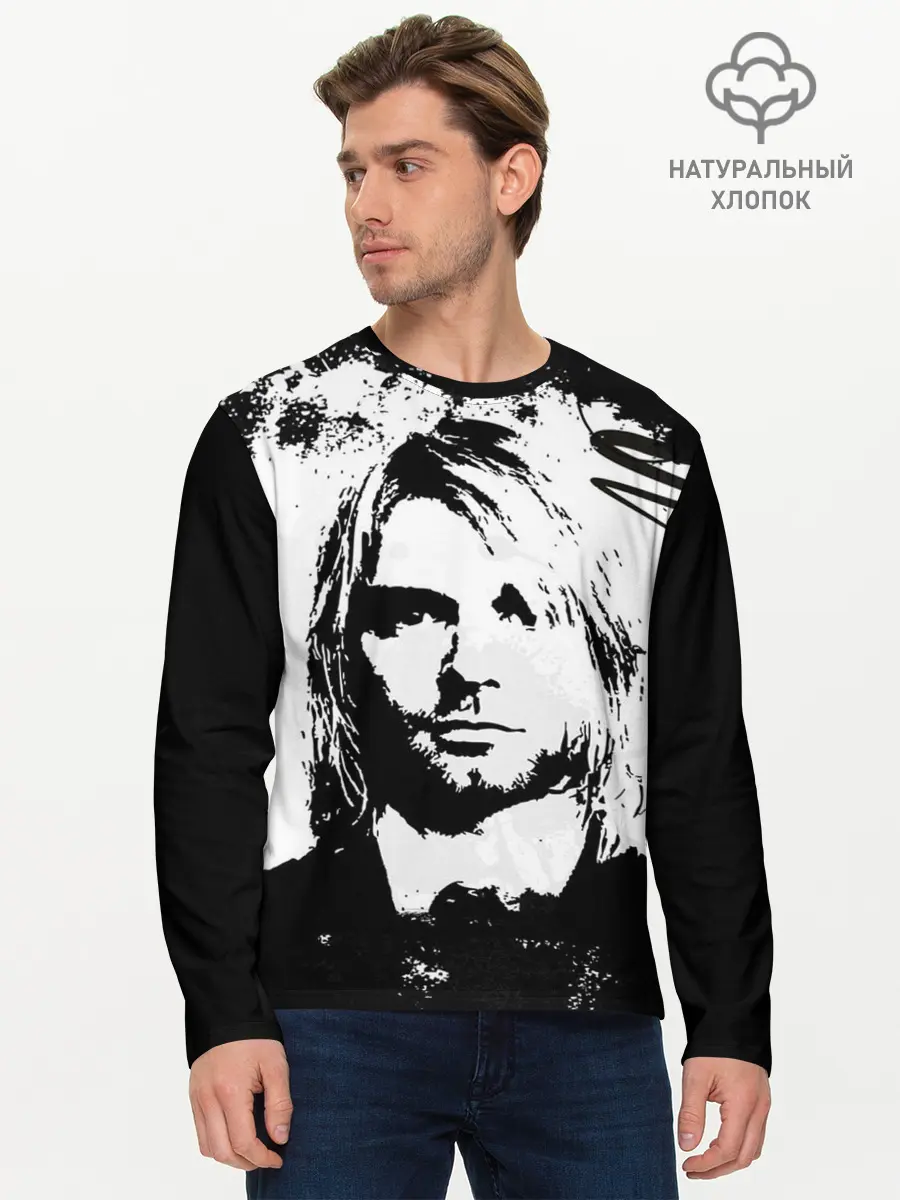 Мужской лонгслив базовый / Kurt Cobain (P007_P004ooo1868163, P004ooo1868163)