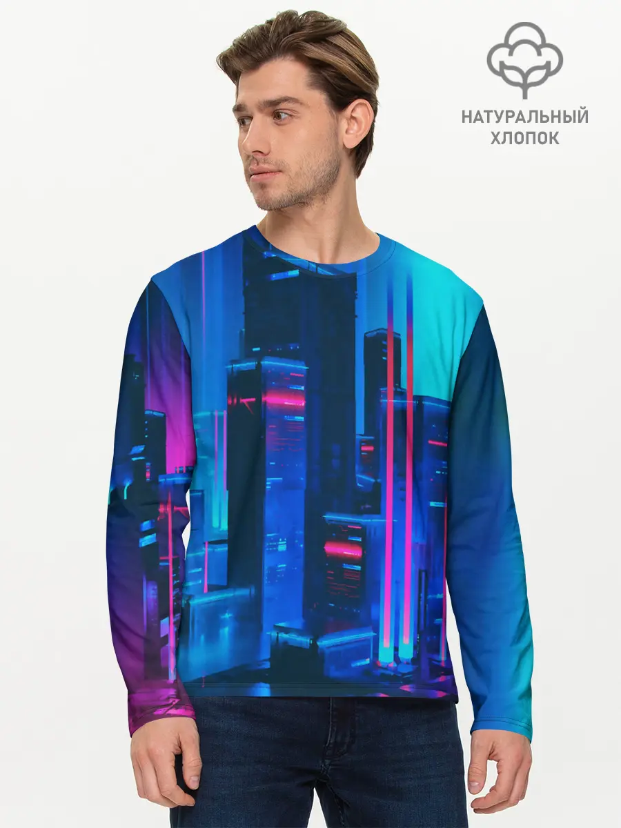 Мужской лонгслив базовый / НОЧНОЙ ГОРОД (P007_P004ooo1871803, P004ooo1871803)