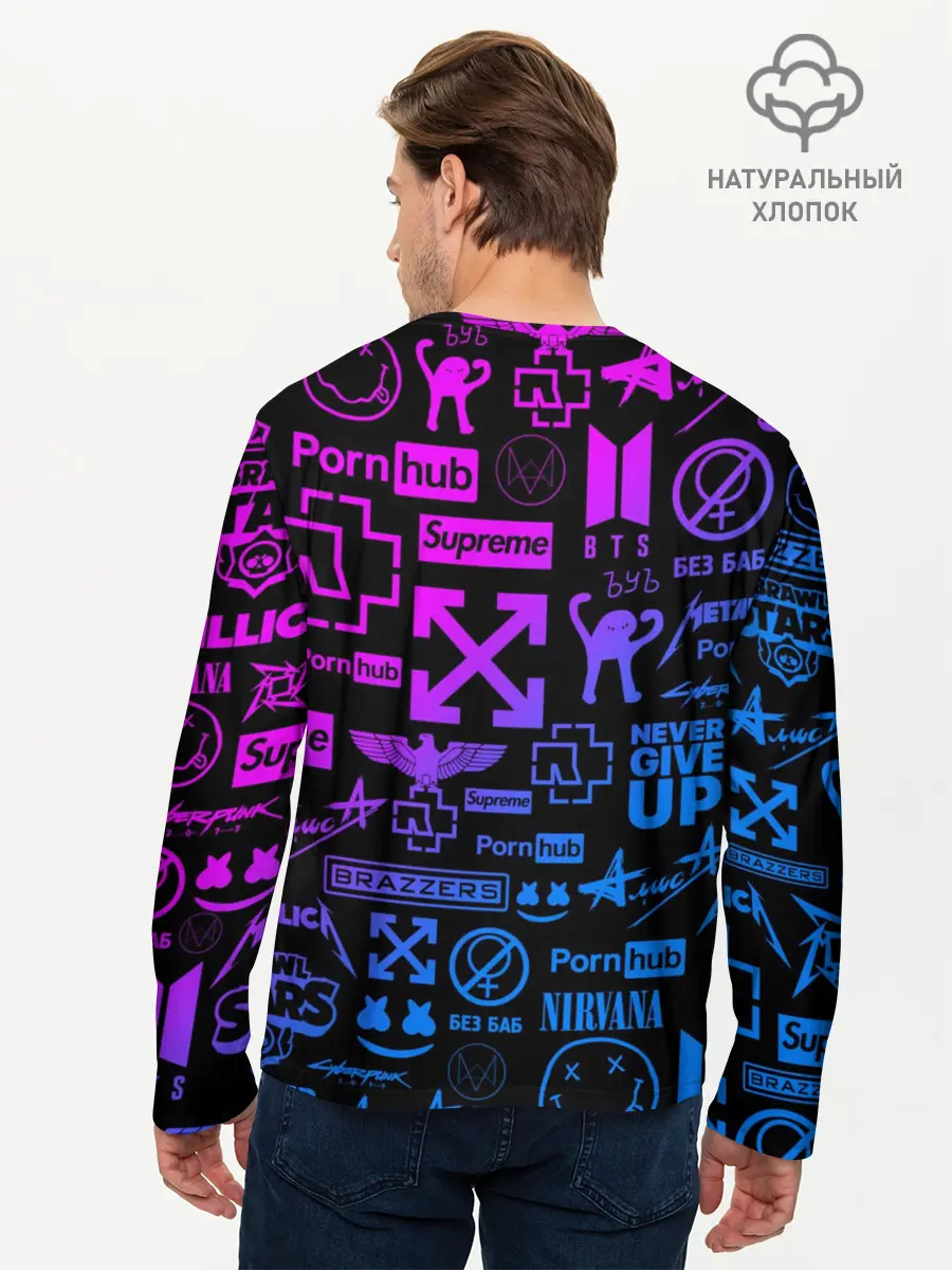 Мужской лонгслив базовый / ЛУЧШИЕ ПРИНТЫ LOGOBOMBING (P007_P004ooo1869267, P004ooo1869267)