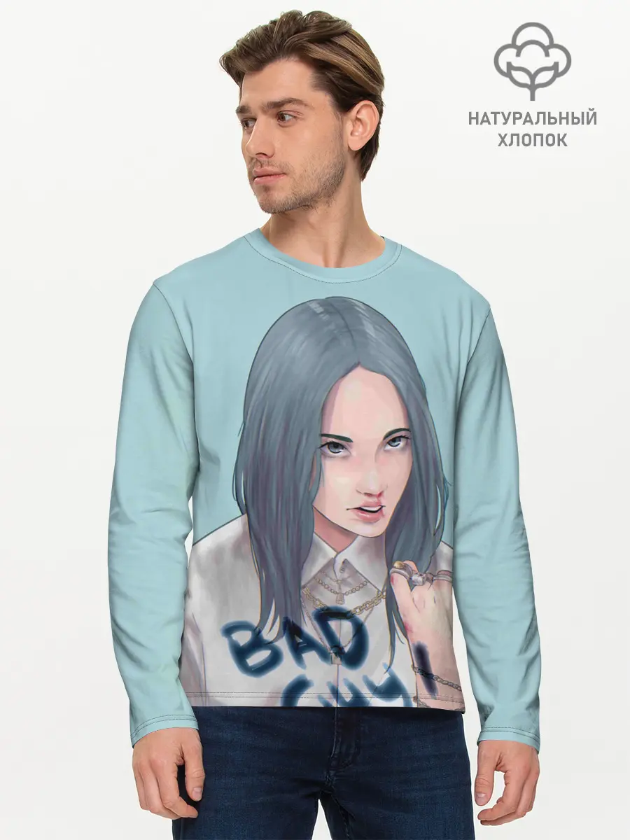 Мужской лонгслив базовый / Billie Eilish (P007_P004ooo1873803, P004ooo1873803)