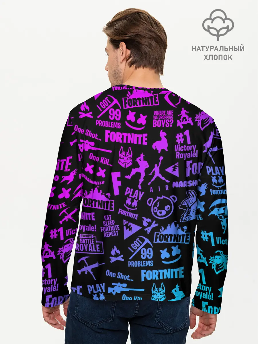 Мужской лонгслив базовый / FORTNITE NEON | ФОРТНАЙТ НЕОН (P007_P004ooo1874649, P004ooo1874649)