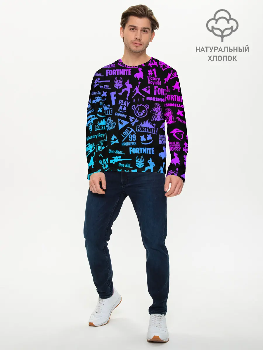 Мужской лонгслив базовый / FORTNITE NEON | ФОРТНАЙТ НЕОН (P007_P004ooo1874649, P004ooo1874649)