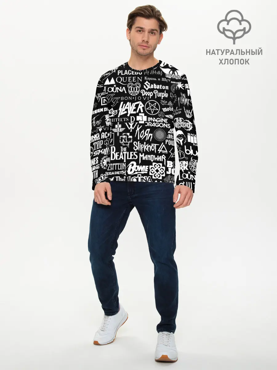 Мужской лонгслив базовый / ЛОГОТИПЫ РОК ГРУПП | ROCK (P007_P004ooo1881145, P004ooo1881145)