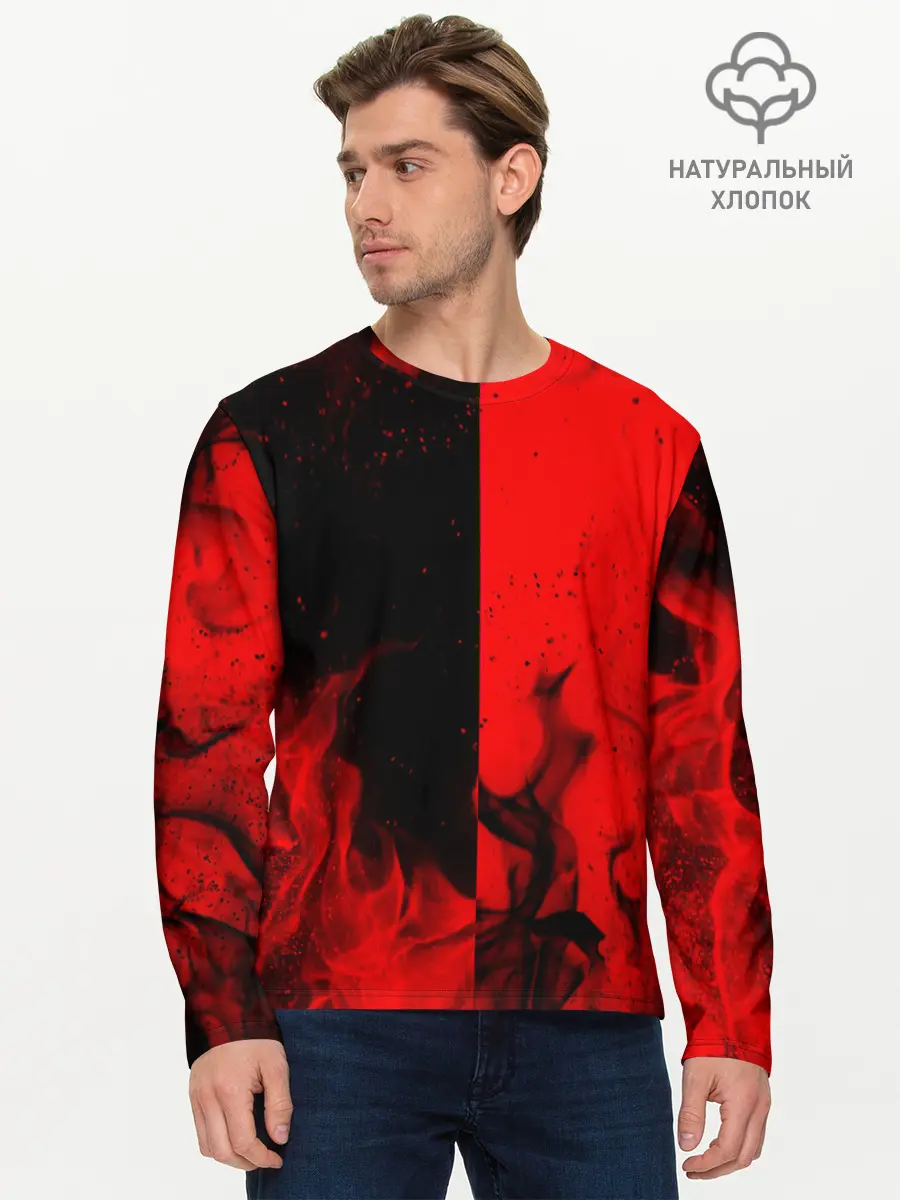 Мужской лонгслив базовый / BLACK RED FIRE (P007_P004ooo1880213, P004ooo1880213)