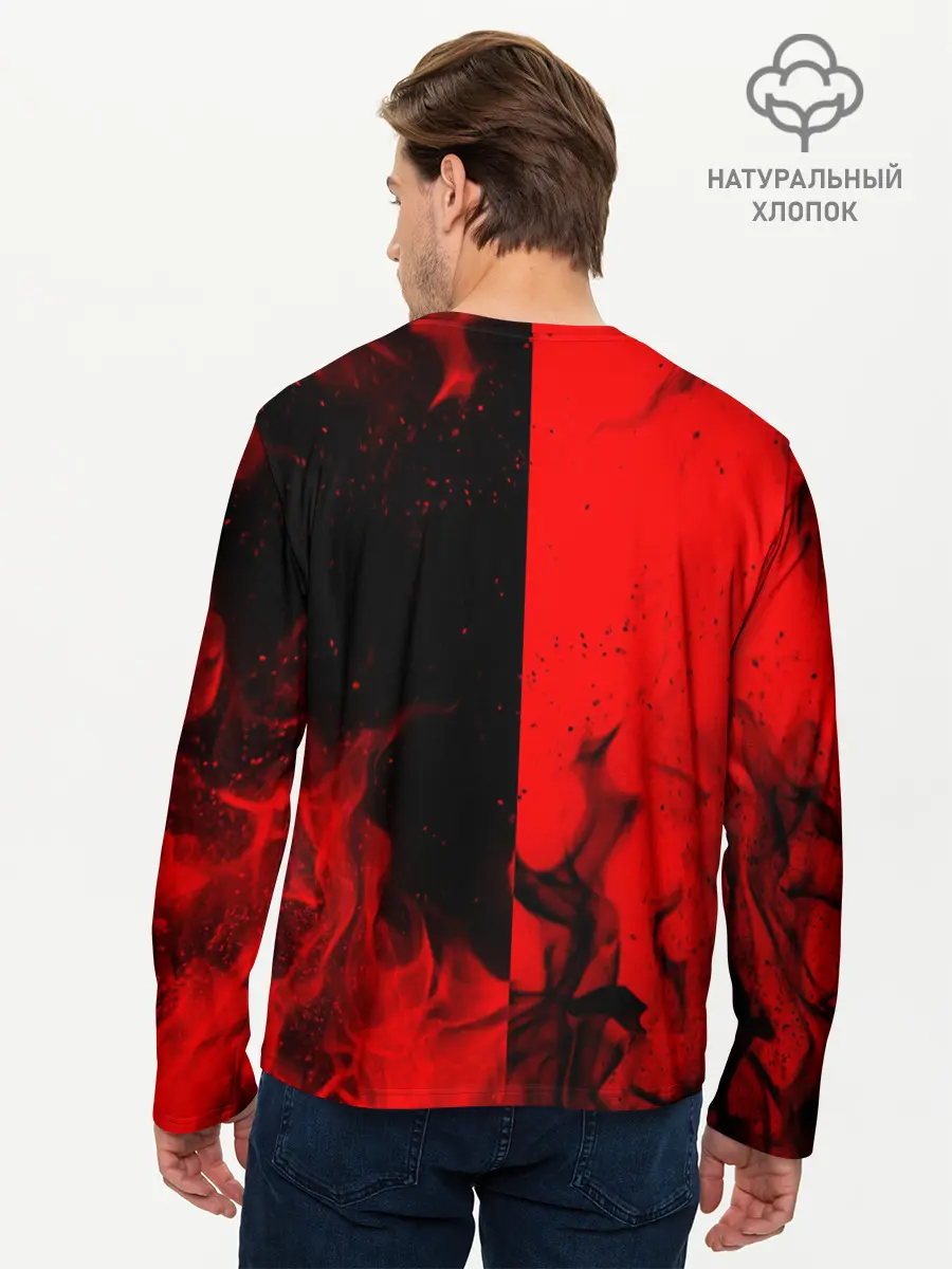 Мужской лонгслив базовый / BLACK RED FIRE (P007_P004ooo1880213, P004ooo1880213)
