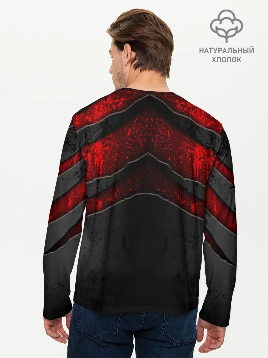 Мужской лонгслив базовый / Black & Red Metal (P007_P004ooo1887523, P004ooo1887523)