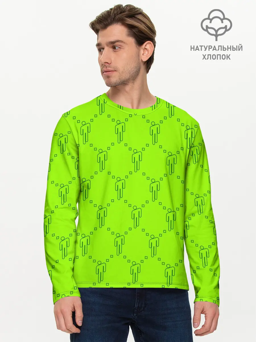 Мужской лонгслив базовый / Billie Eilish pattern (P007_P004ooo1892061, P004ooo1892061)