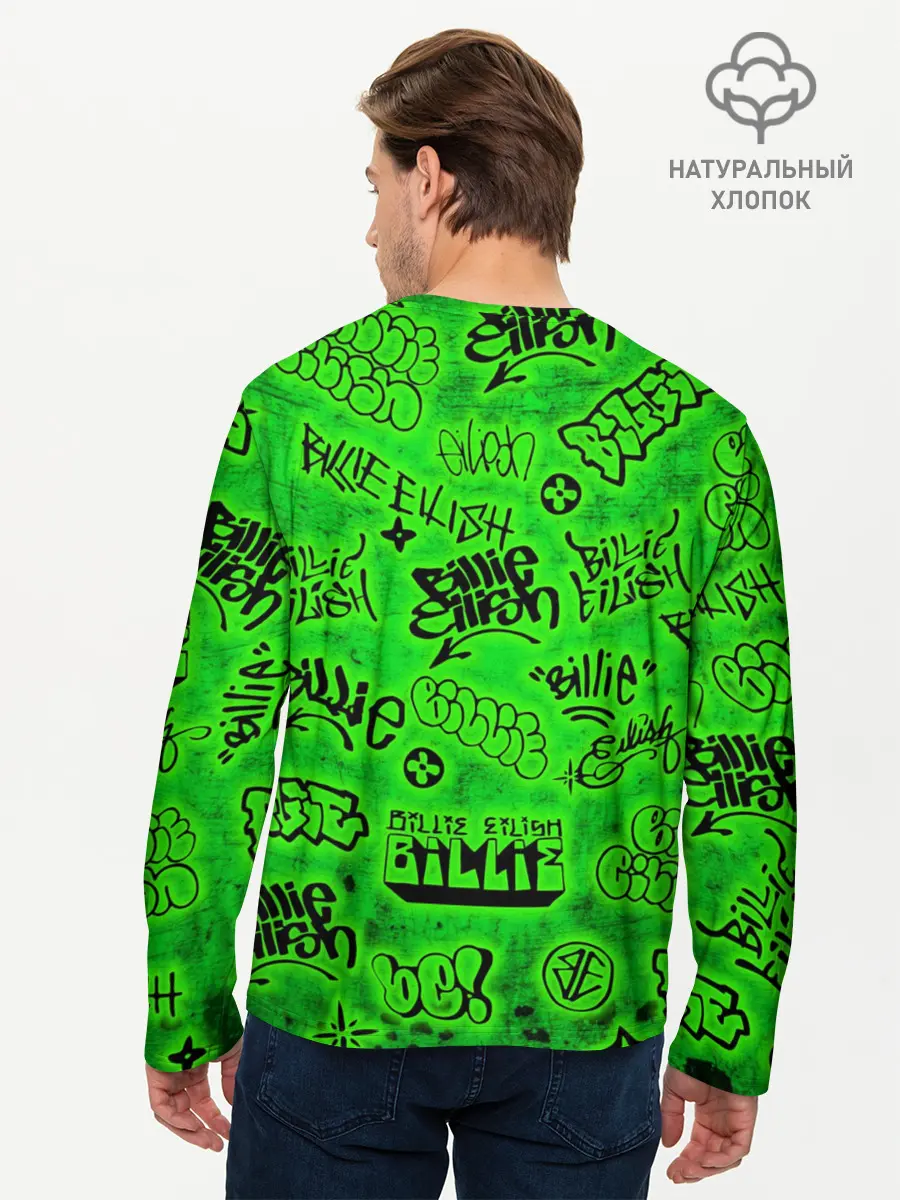 Мужской лонгслив базовый / Billie Eilish Graffiti glow (P007_P004ooo1891129, P004ooo1891129)