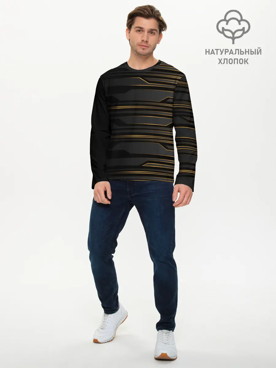 Мужской лонгслив базовый / Futuristic technology lines (P007_P004ooo1893017, P004ooo1893017)