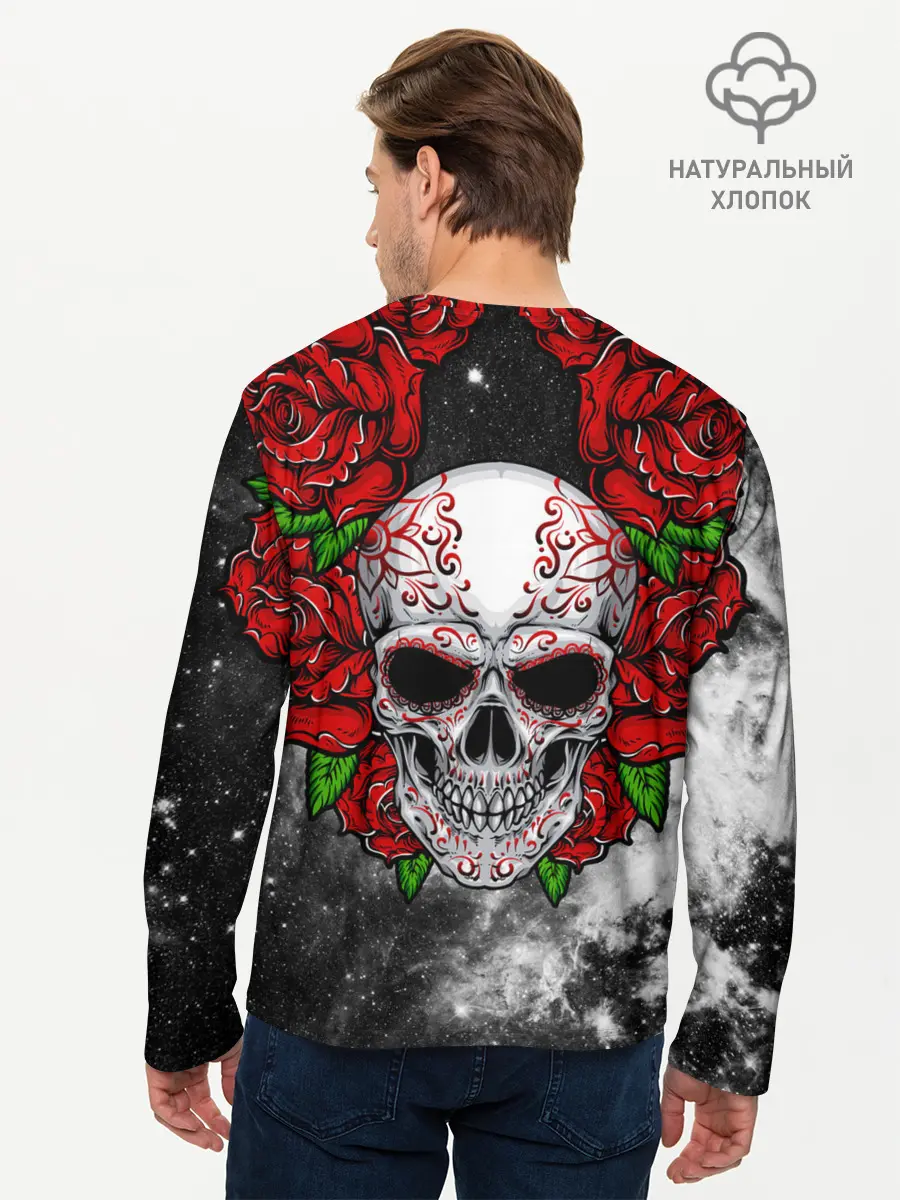 Мужской лонгслив базовый / Skull and Roses (P007_P004ooo1897541, P004ooo1897541)