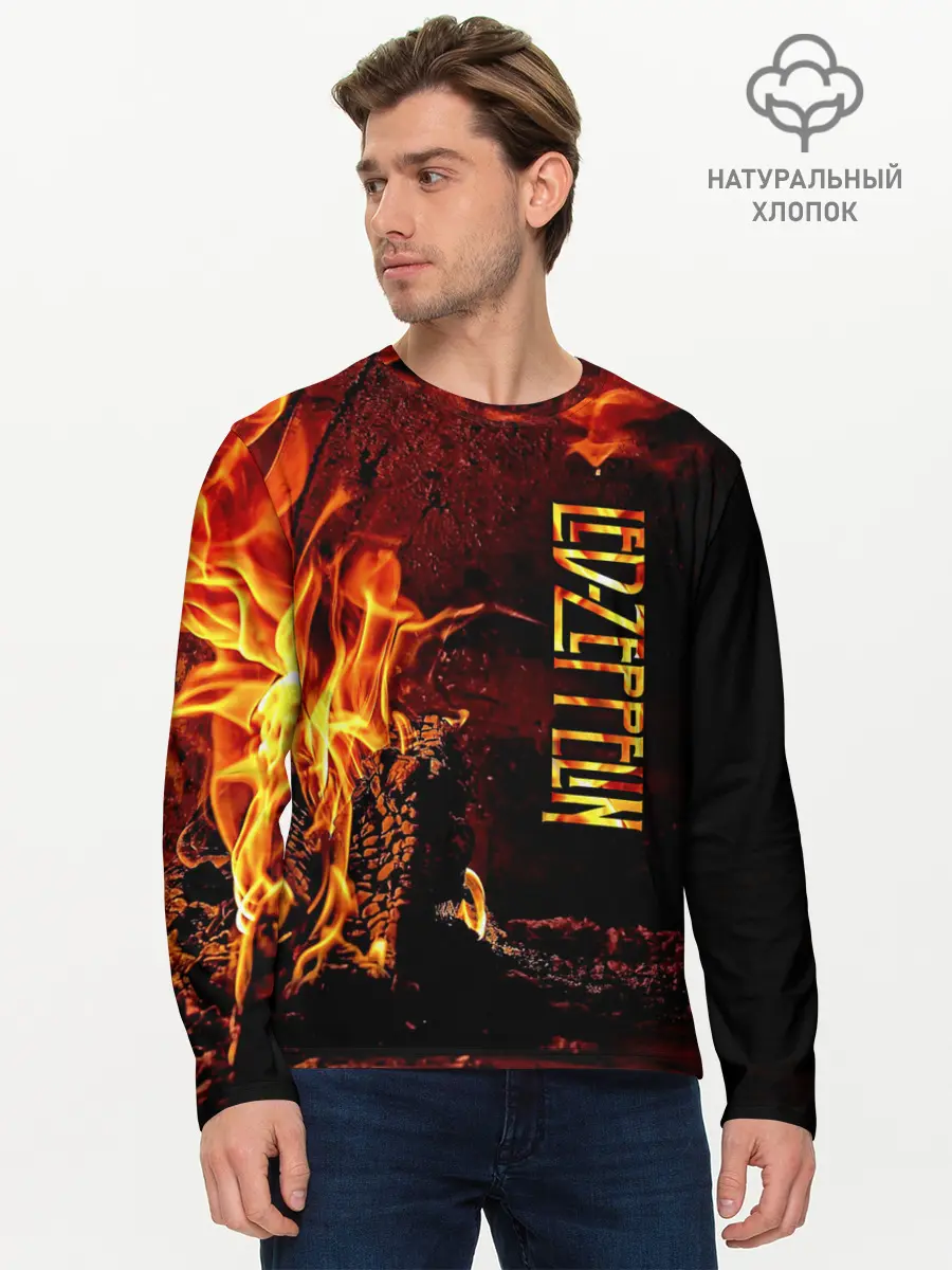 Мужской лонгслив базовый / Led Zeppelin (P007_P004ooo1900075, P004ooo1900075)