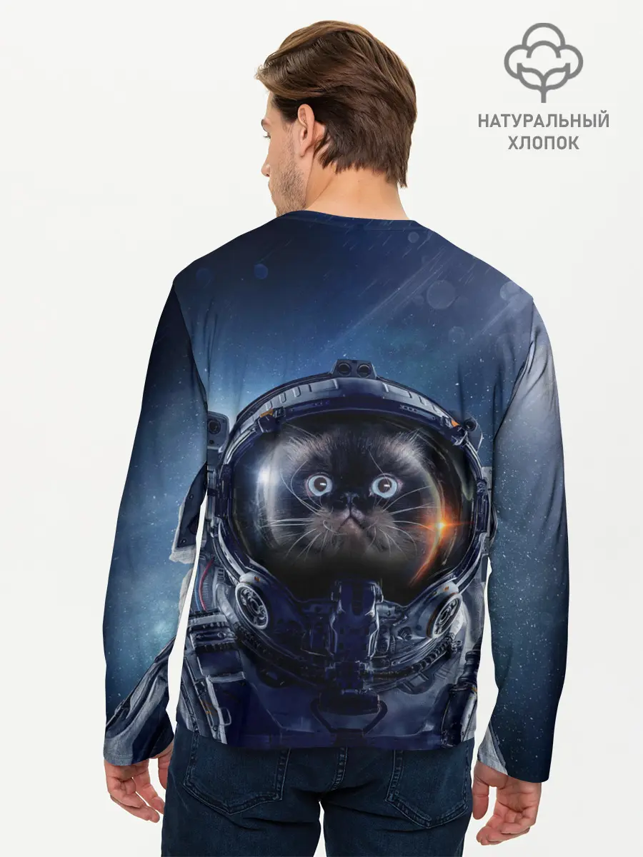 Мужской лонгслив базовый / Кот космонавт (P007_P004ooo1903263, P004ooo1903263)
