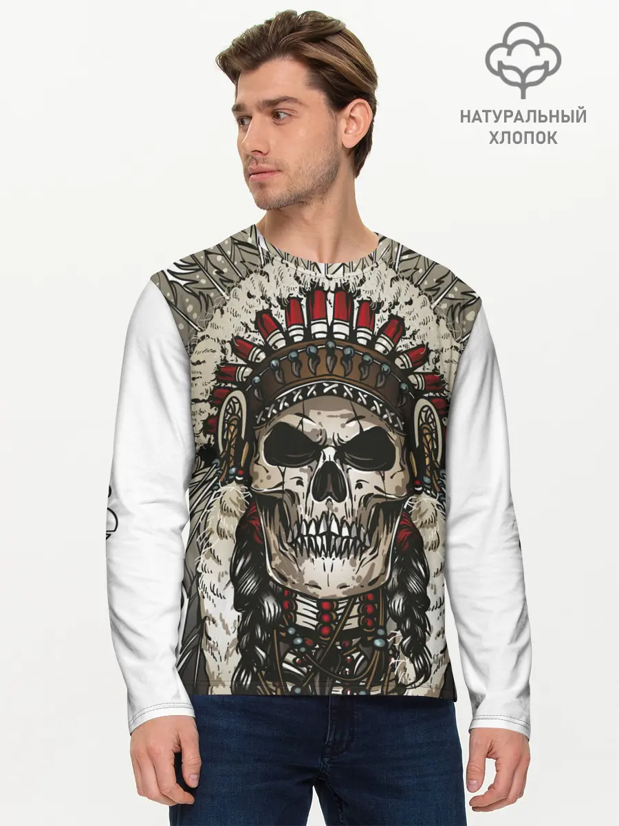 Мужской лонгслив базовый / Leader of indian skeletons (P007_P004ooo1901497, P004ooo1901497)