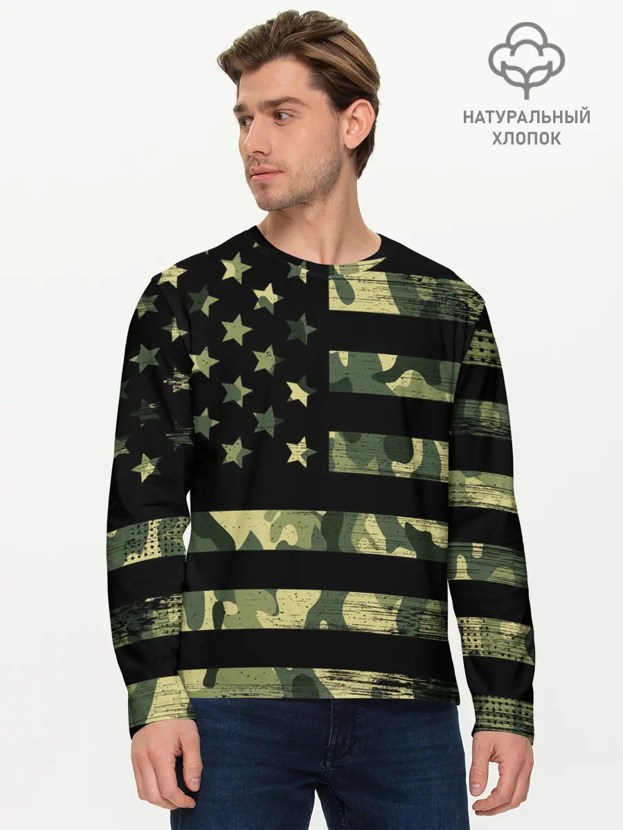 Мужской лонгслив базовый / American Flag Camo (P007_P004ooo1905465, P004ooo1905465)