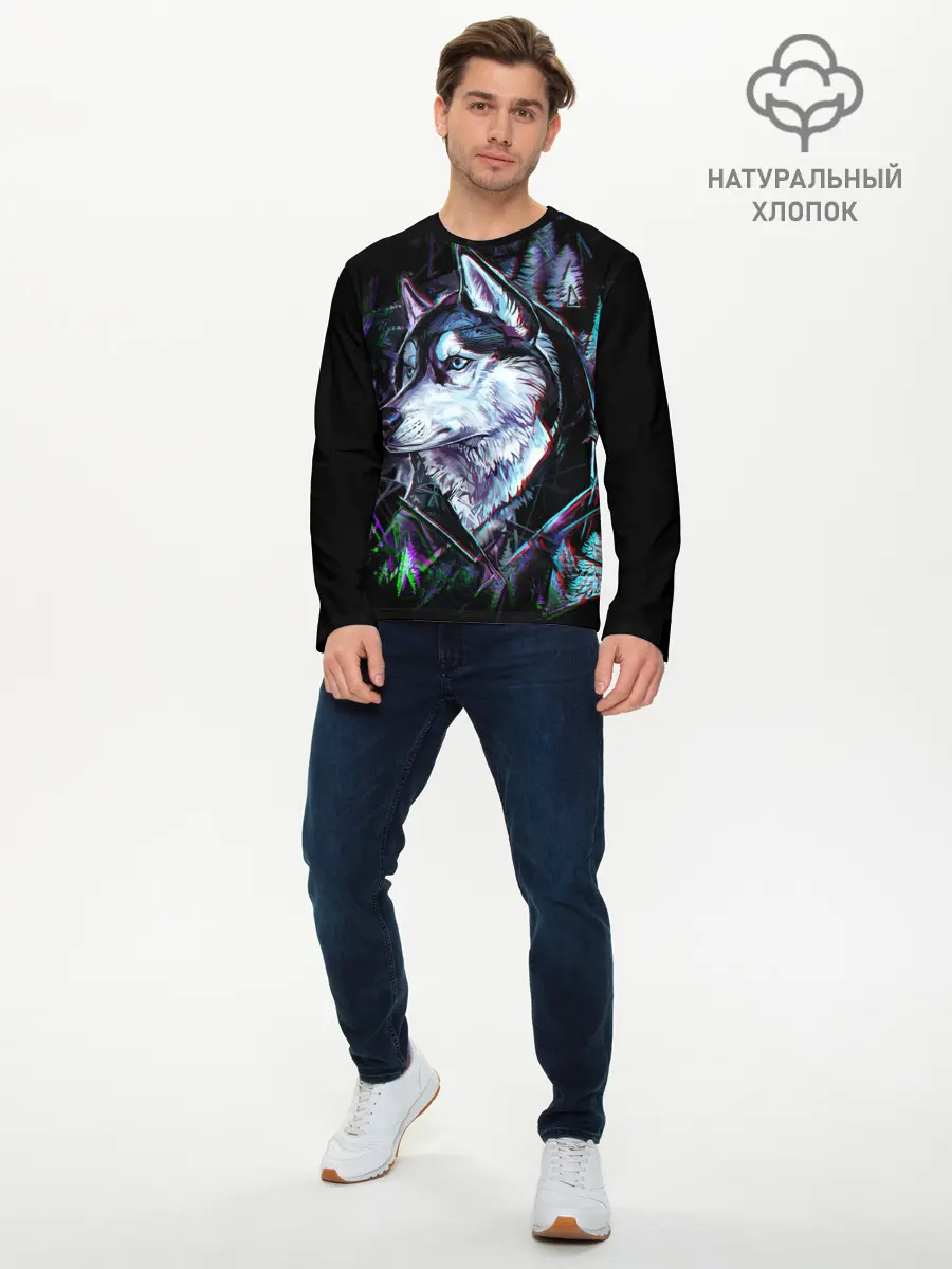 Мужской лонгслив базовый / Хаски (P007_P004ooo1909901, P004ooo1909901)