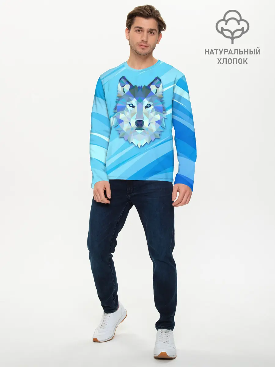 Мужской лонгслив базовый / Холодный волк (P007_P004ooo1914985, P004ooo1914985)