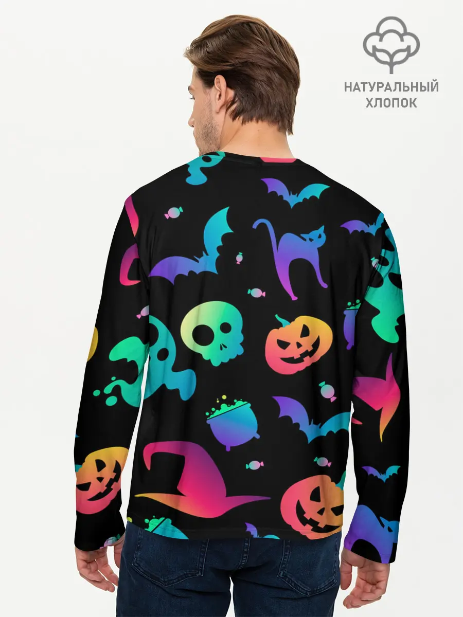 Мужской лонгслив базовый / RAINBOW HALLOWEEN | ХЭЛЛУИН (P007_P004ooo1918069, P004ooo1918069)