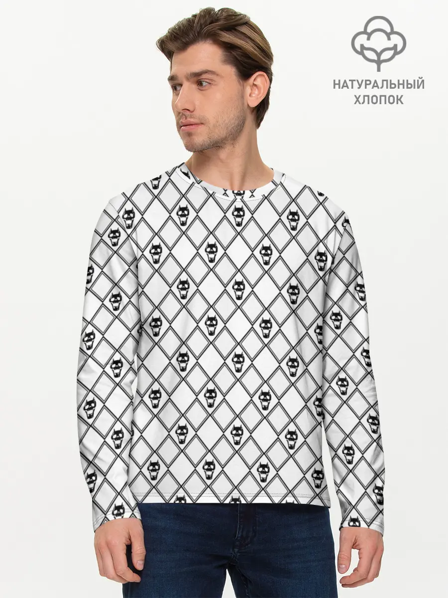 Мужской лонгслив базовый / KILLER QUEEN белый паттерн (P007_P004ooo1918071, P004ooo1918071)