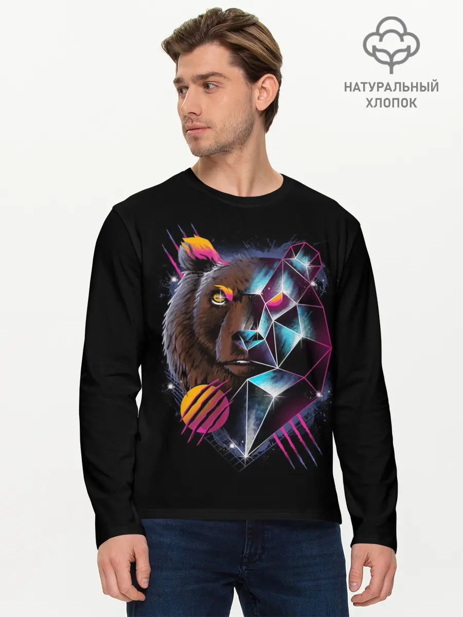 Мужской лонгслив базовый / RETRO CYBER BEAR (P007_P004ooo1921883, P004ooo1921883)