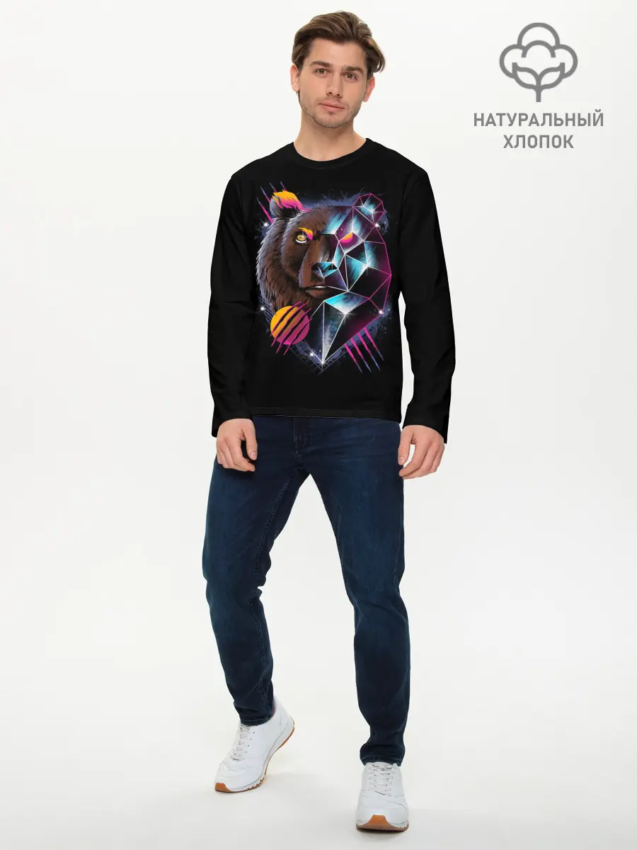 Мужской лонгслив базовый / RETRO CYBER BEAR (P007_P004ooo1921883, P004ooo1921883)