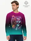 Мужской лонгслив базовый / RETRO CYBER BEAR NEON (P007_P004ooo1921921, P004ooo1921921)