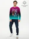 Мужской лонгслив базовый / RETRO CYBER BEAR NEON (P007_P004ooo1921921, P004ooo1921921)