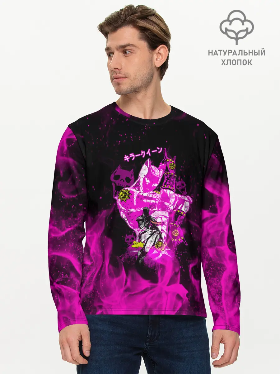 Мужской лонгслив базовый / KILLER QUEEN розовое пламя (P007_P004ooo1934281, P004ooo1934281)