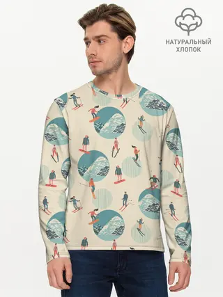 Мужской лонгслив базовый / лыжники
