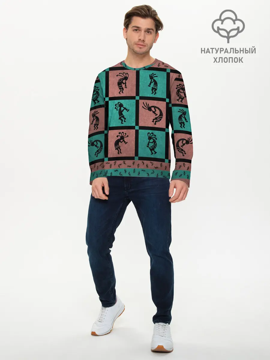 Мужской лонгслив базовый / Кокопелли (P007_P004ooo1938103, P004ooo1938103)