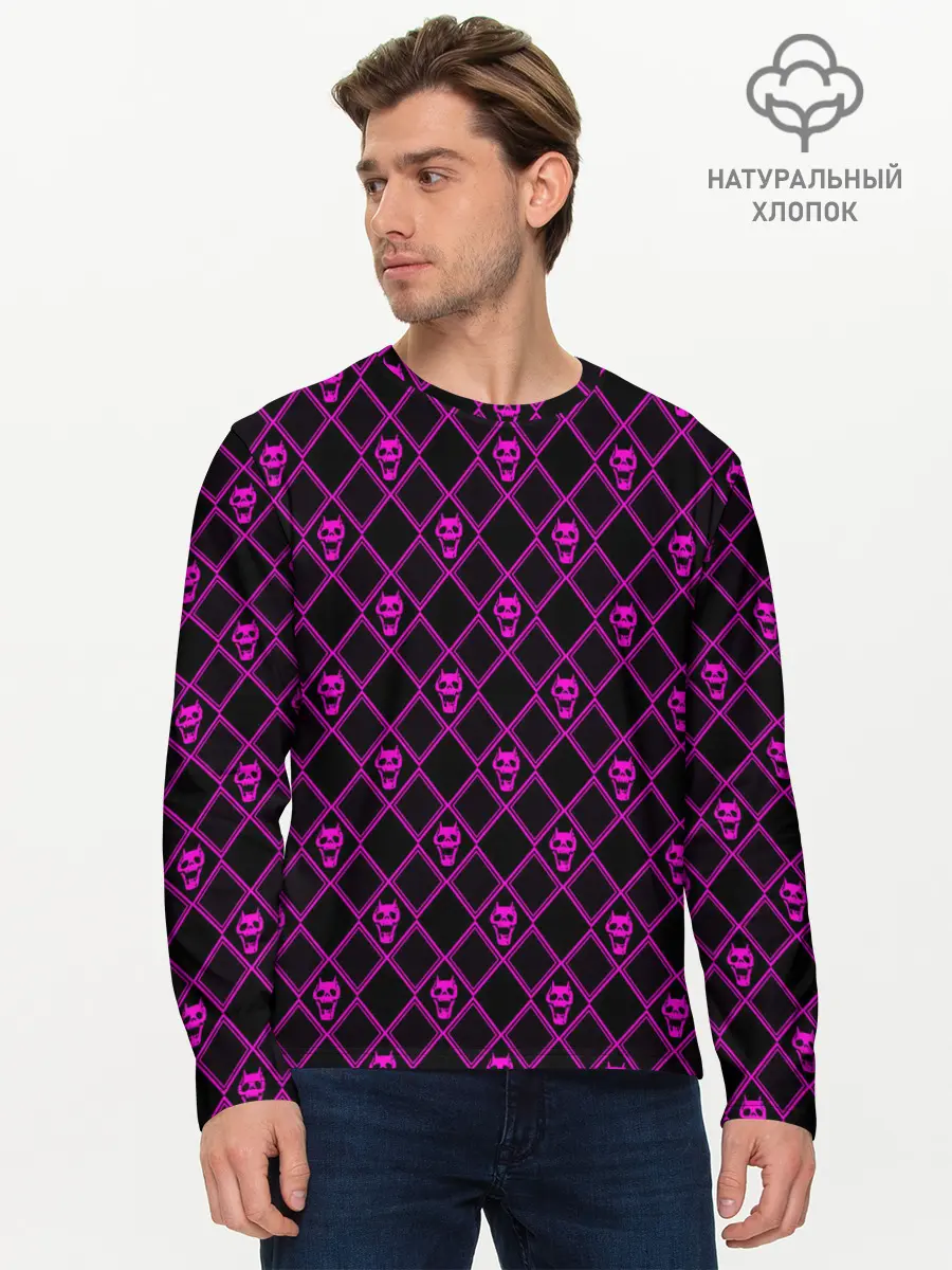Мужской лонгслив базовый / KILLER QUEEN фиолетовый узор (P007_P004ooo1939017, P004ooo1939017)