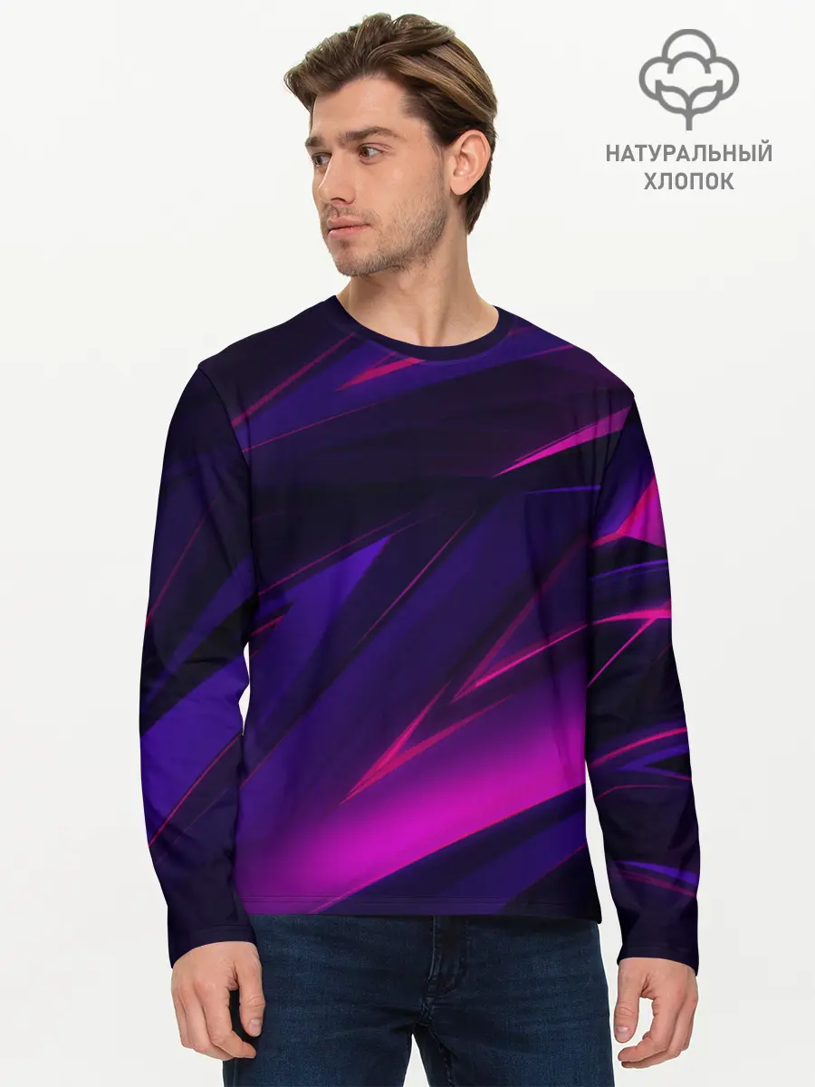 Мужской лонгслив базовый / GEOMETRY STRIPES NEON (P007_P004ooo1943419, P004ooo1943419)