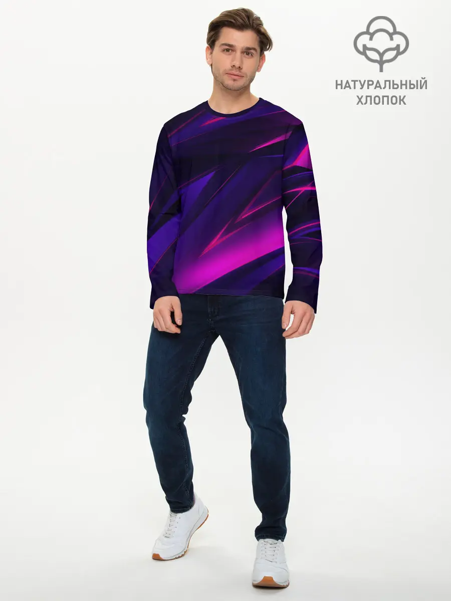 Мужской лонгслив базовый / GEOMETRY STRIPES NEON (P007_P004ooo1943419, P004ooo1943419)