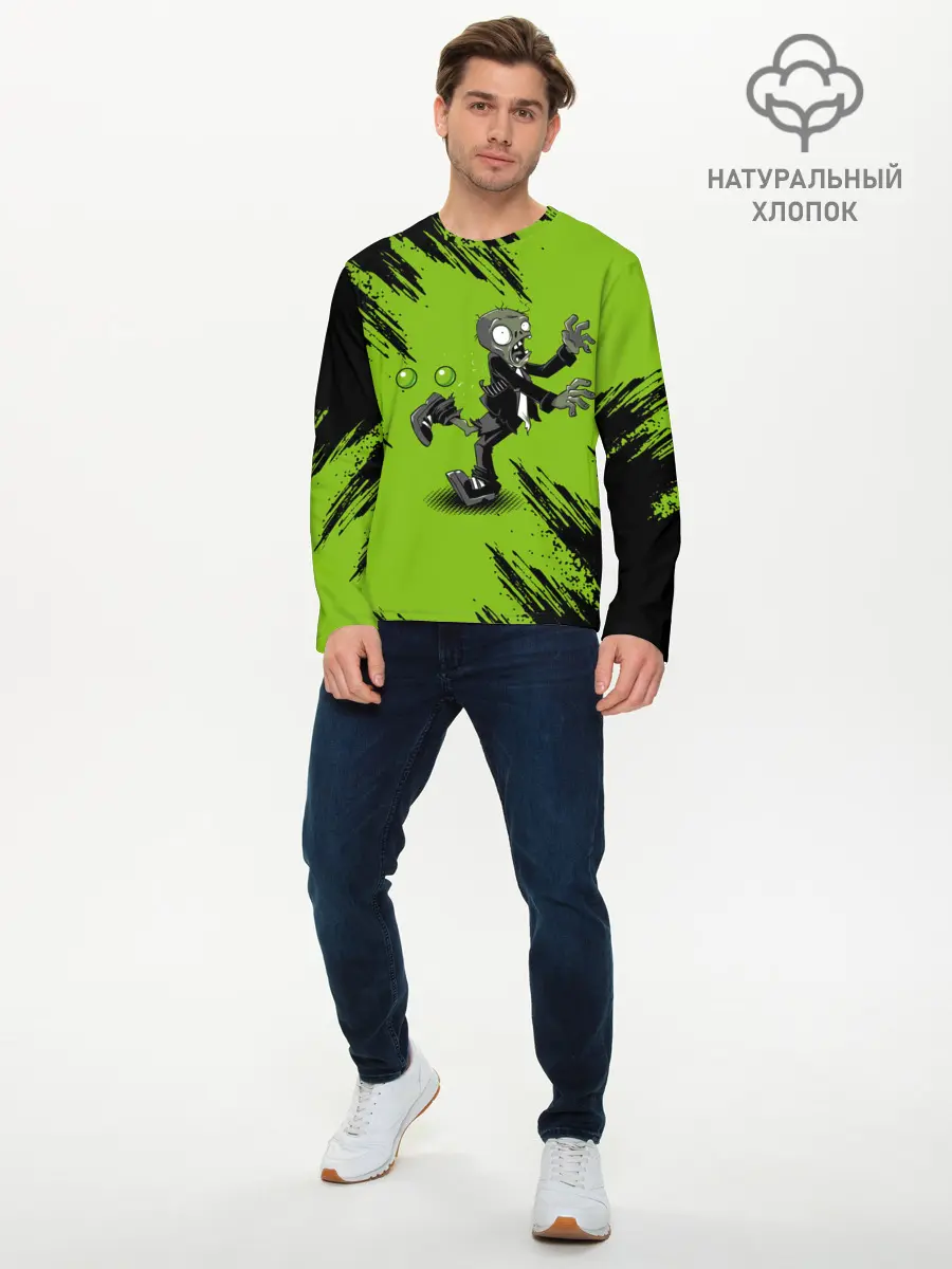 Мужской лонгслив базовый / Plants vs. Zombies (P007_P004ooo1942819, P004ooo1942819)