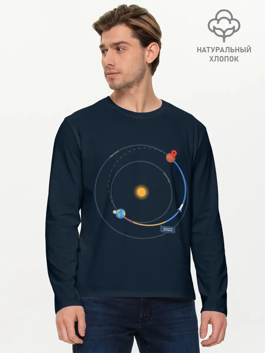 Мужской лонгслив базовый / Земля - Марс (P007_P004ooo1943029, P004ooo1943029)
