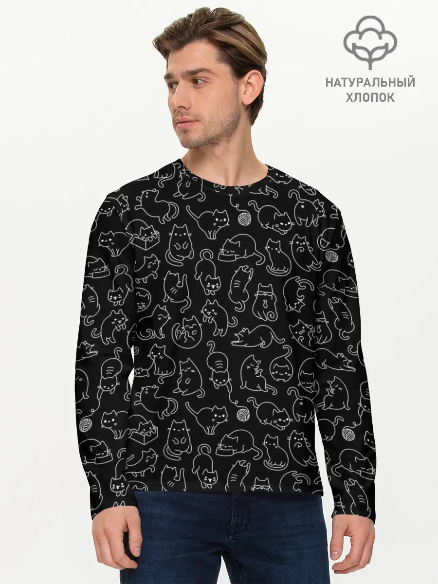 Мужской лонгслив базовый / Такие Разные Котейки (P007_P004ooo1945733, P004ooo1945733)
