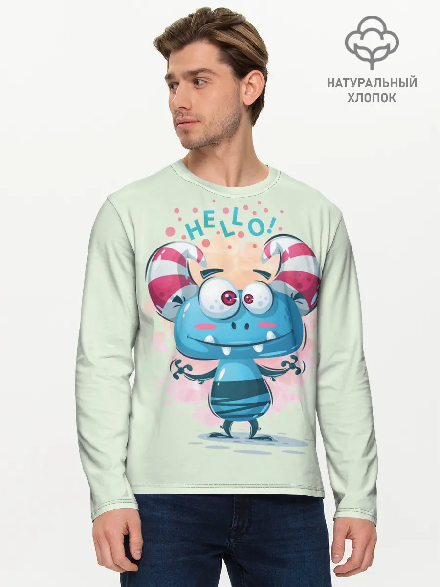 Мужской лонгслив базовый / HELLO (P007_P004ooo1944337, P004ooo1944337)